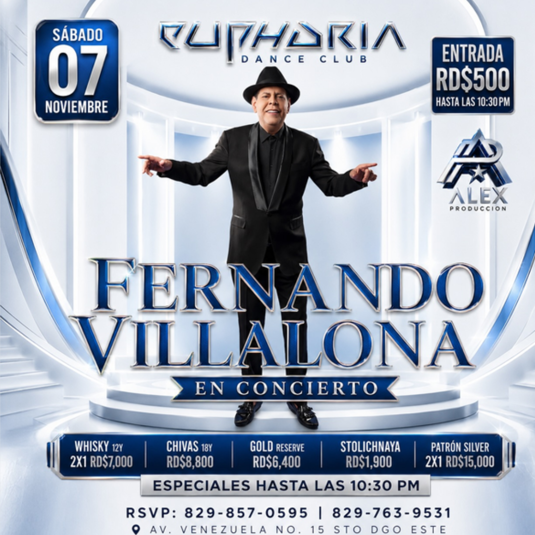 Afiche de Fernando Villalona en concierto en Euphoria Dance Club | 07-11-2026